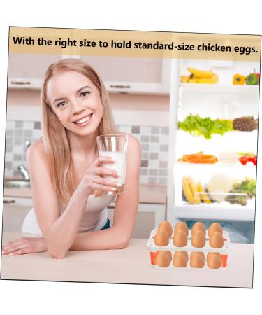 KOMBIUDA Box Egg Carton Eggs Deviled Egg Tray with Lid Kitchen Egg Container Side Door Refrigerator re-usable White 22.3X10.1X8.9CM - Buy Online on SooperMarket.com