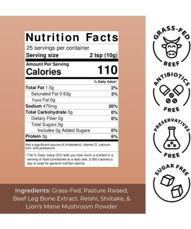 Bone Broth Premium Beef Bone Broth Concentrate Mushroom Flavour- 100% Sourced from AU Grass-Fed Pasture-Raised Cattle - Healthier Skin & Nails Healthy Digestion - Bone Broth Collagen - Buy Online on SooperMarket.com
