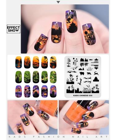 KADS Nail Stamping Plate Chinese Style Nail Art Stamp Template bamboo Lotus DIY Image Template Manicure Stamping Plate Stencil Tools (CN030) - Buy Online on SooperMarket.com
