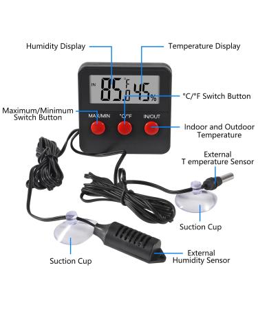 2Pcs Digital Thermometer and Humidity Thermometers Indoor and Outdoor Digital Temperature and Hygrometer Gauge with Probe for Reptile Terrarium Thermometer Pet Keeping - Buy Online on SooperMarket.com