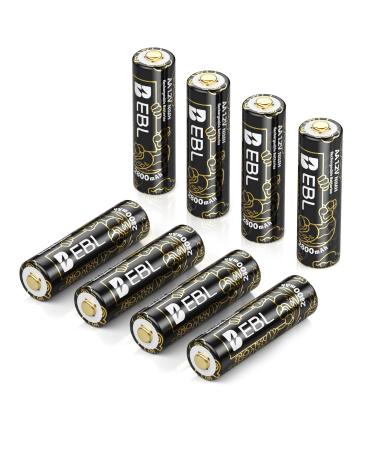 EBL Rechargeable AA Batteries 2800mAh 8 Counts Ni-MH AA Rechargeable Battery (Golden Top New Year-Loong Series)