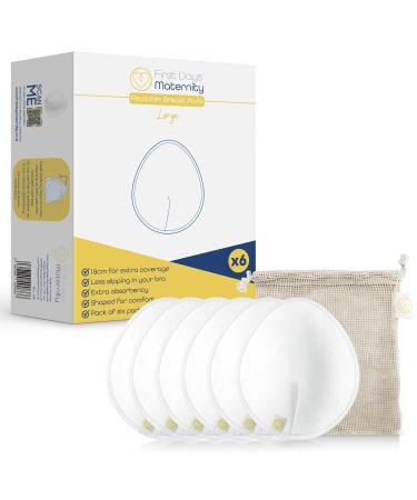 First Days Maternity Reusable Breast Pads - Extra Large Organic Cotton Washable 6-Pack for Breastfeeding - Buy Online on SooperMarket.com
