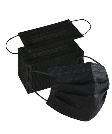 Trasign Black Disposable Face Masks - 100 Pcs | 3-Ply Earloop Mouth Cover | Breathable & Comfortable - Buy Online on SooperMarket.com