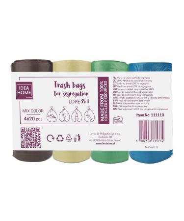 D.Rect garbage bag 35l 80-piece plastic garbage bags garbage bags for the kitchen hard-wearing garbage bags recycling waste bags garbage bags paper waste bags 4 colors 80 pieces 1 piece (80s pack)