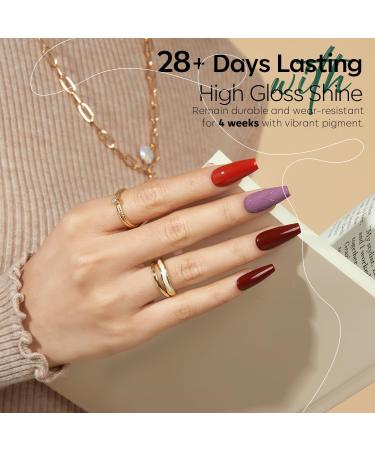 Modelones 28 Colors Gel Nail Kit with 48W Nail Lamp - DIY Home Nail Curing Set for Women in Orange Red - Buy Online on SooperMarket.com