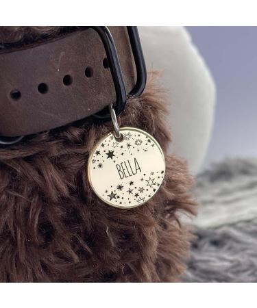 Starry Night Style Personalized Deep-Engraved Dog Cat Tag in 316 Surgical Stainless Steel with Safe Edge Polishing and Double-Sided Design - Express Your Cat's Unique Charm Starry Sky - Buy Online on SooperMarket.com