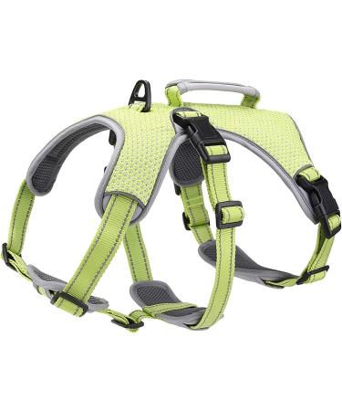 Belpro multi-purpose dog harness no breakdown no pulling reflective adjustable vest with durable handle dog dishes for large/active dogs (green m) m (1 Pack) green