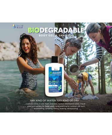 Organic Biodegradable Shampoo & Body Wash Bundle - 8 oz Bottles for Fresh & Salt Water - No Dyes or Fragrances - Travel Size - Buy Online on SooperMarket.com