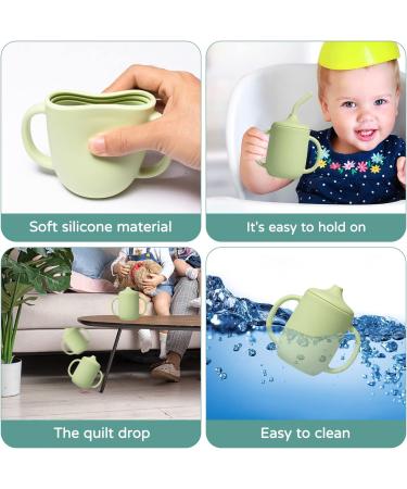 Silikong Silicone No Spill Straw Cups for Toddlers and Babies - 2 Pack (Green/Gray) | Dishwasher & Microwave Safe - Buy Online on SooperMarket.com