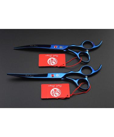 Purple Dragon PS02 Professional 7.0 inch 4PCS Pet Grooming Scissors Kit Japan Premium Steel Straight & Curved & Thinning Blade Dog Hair Cutting Shears Set with Case Blue - Buy Online on SooperMarket.com