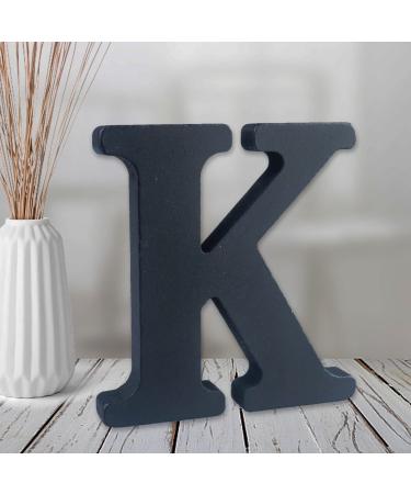 AOCEAN 4 Inch Black Wood Letters  Unfinished Wood Letters for Wall Decor Decorative Standing Letters Slices Sign Board Decoration for Craft Home Party Projects (K)
