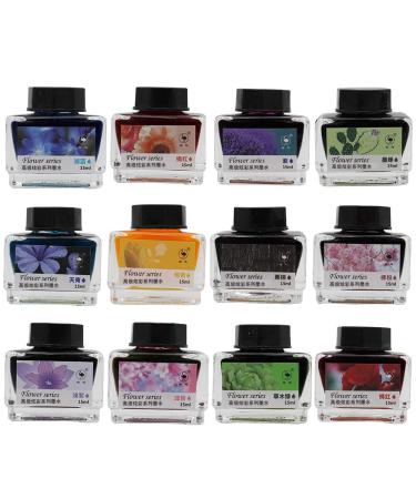 ZZKOKO Calligraphy Ink Bottle, 12 Colors Dip Calligraphy Pen Inks Set, Drawing Writing Art Fountain Pen Non-Carbon Ink