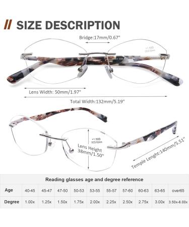 AQWANO Rimless Reading Glasses - Stylish Blue Light Blocking Women s Readers Frameless Design Anti-Blue Ray Reduce Eyestrain Black 1.25 - Buy Online on SooperMarket.com