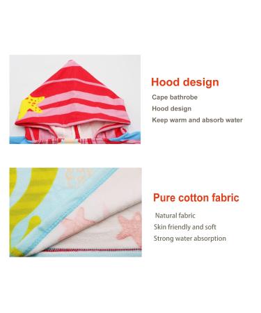 Supgomax Hooded Bathing Poncho for Kids - Cartoon Absorbent Beach Towel & Baby Hooded Towel for Swimming Shower & Mermaid Fun - Buy Online on SooperMarket.com
