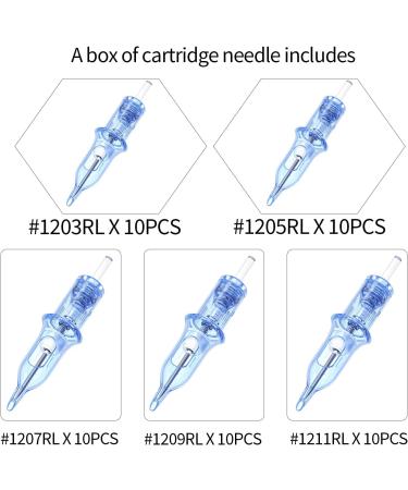 50PCS Tattoo Needles Standard Sizes 1203RL+05RL+07RL+09RL+11RL  10Pcs of Each Tattoo Cartridge Needle Round Liner Tattoo Needle Assorted - Buy Online on SooperMarket.com