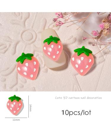 10 PCS 3D Pink Resin Strawberry Nail Charms - Metal Nail Decorations for DIY Crafts and Nail Art - Buy Online on SooperMarket.com