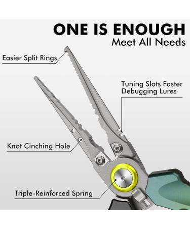TRUSCEND Fishing Pliers Set with Zinger Retractor | Saltwater Resistant Teflon Coated | Multi-Function Fishing Gear | Hook Remover Split Ring Plier | Fly Fishing Tools | Fishing Gifts for Men - Alpine Green - Buy Online on SooperMarket.com
