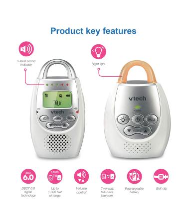 VTech DM221-2 Audio Baby Monitor with 1,000 ft Range, Sound-Alert, Intercom, Night Light, 2 Parent Units - White - Buy Online on SooperMarket.com