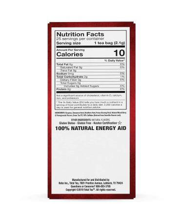 Total Tea Energy Tea Bags with Caffeine - Mixed Berry Flavored Green Tea for Focus & Stamina (25 Tea Bags) - Buy Online on SooperMarket.com