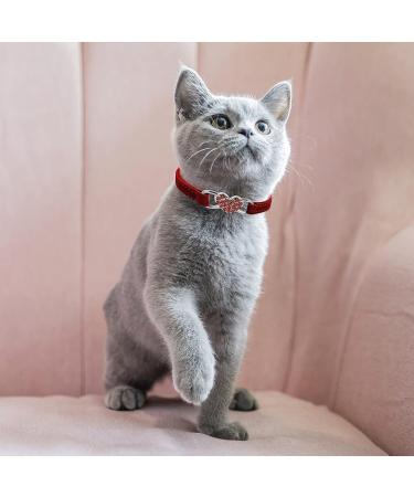 Cobee Bling Heart Cat Neck Band with Bell - Adjustable Rhinestone Pet Collar for Small Cats & Dogs - Safe & Stylish (Red) - Buy Online on SooperMarket.com