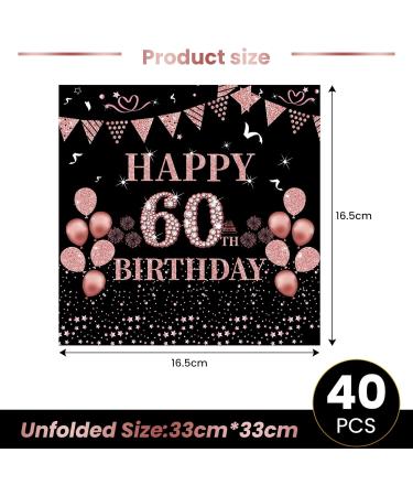 40 Ros gold Napkin Set for 60th Birthday | Stylish 33x33cm Paper Napkins for Men & Women | Perfect Party Decoration - Buy Online on SooperMarket.com