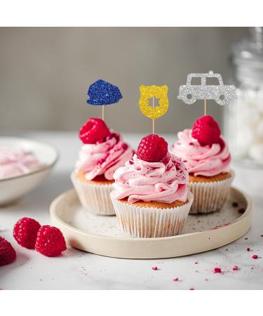 24Pcs Police Cupcake Toppers Police Officer Cupcake Toppers for Boy Colorful Glitter Policemen Cupcake Picks for Baby Shower Police Birthday Party Decoration - Buy Online on SooperMarket.com