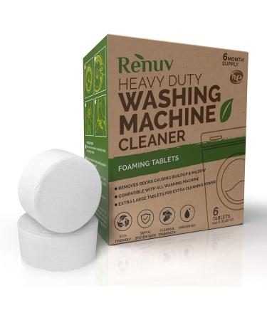 Renuv Washing Machine Cleaner Tablets - 40g Eco-Friendly Solution for Front Load, Top Load, HE Machines - Deep Cleans and Dissolves Slowly for Maximum Effect - Buy Online on SooperMarket.com