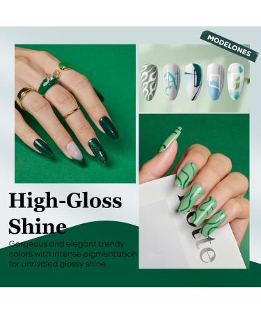 Modelones Blue Green Gel Nail Polish - 6 Colors Misty Gray Dark Green Glitter Gel Polish Kit Sage Green Baby Blue Nail Gel Polish Soak Off UV Gel Nail Lamp Gel Nail Kit DIY Home Nails Manicure Gifts - Buy Online on SooperMarket.com