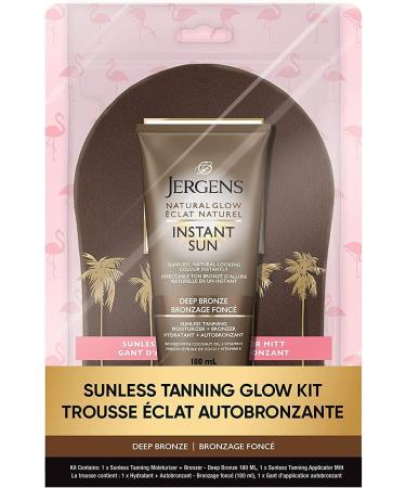 Self Tanner & Tanning Mitt Kit | Jergens Natural Glow Moisturizer & Bronzer (Deep Bronze) + Applicator Mitt for Flawless Natural Looking Colour - Buy Online on SooperMarket.com