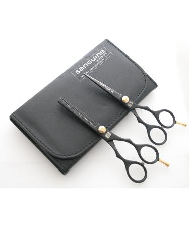 Professional hair scissors and thinning scissors set extremely sharp 14 cm with case for safe storage.
