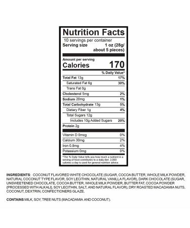 MacFarms Coconut Dark Chocolate Macadamia Nuts - 10 oz (Pack of 1) - Buy Online on SooperMarket.com