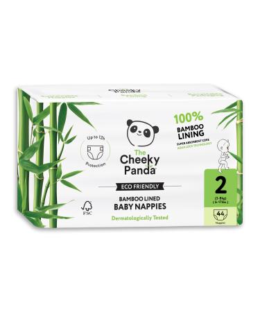 The Cheeky Panda - Baby diapers made of bamboo - size 2 (3-8kg) - 44 diapers - up to 12 hours of outlet protection - sustainable baby diapers with super absorbent core - for sensitive baby skin size 2 (44 pieces)