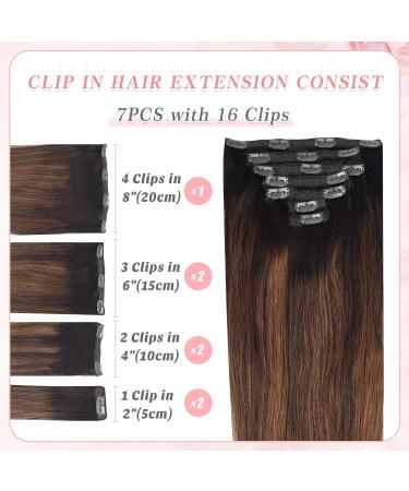 Vlasy 16 Inch Clip in Human Hair Extensions T2/6+2# - Seamless Straight Thick Weft for Women - 80g - Buy Online on SooperMarket.com