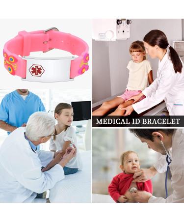 XUANPAI Personalized Safety Wristband Bracelet for Kids - Waterproof Cartoon Style Child ID Bracelet in Pink - Emergency Contact & Medical Info - Boys Girls Teens - Buy Online on SooperMarket.com