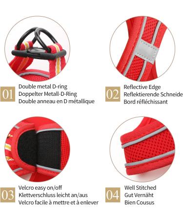 Heele Adjustable Reflective Dog Harness for Small & Medium Dogs - Breathable Soft Mesh Comfortable Fit Red 2XS - Buy Online on SooperMarket.com