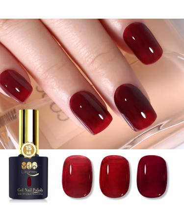 YTD Likomey Nude Gel Nail Polish 15ml Translucent Neutral Jelly Sheer UV Nail Gel-Berry Red Berry Red 0.50 Fl Oz (Pack of 1)