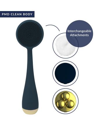 PMD Clean Body - Smart Waterproof Cleaning Device with Silicone Brush & Attachments | SonicGlow Vibration for Cleansing Peeling & Massaging - Navy - Buy Online on SooperMarket.com