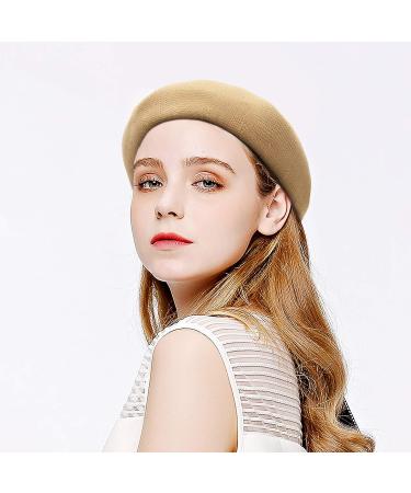 GEMVIE Womens Summer Beret Hat - Elegant Solid Color Artist Cap - Camel 7-7 1/4 - Buy Online on SooperMarket.com