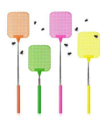 COM -FOUR 4x telescopic flaps - insect protection with flexibly pull -out stem - pest control - fly catcher in bright colors selection varied (4 pieces - multicolored)