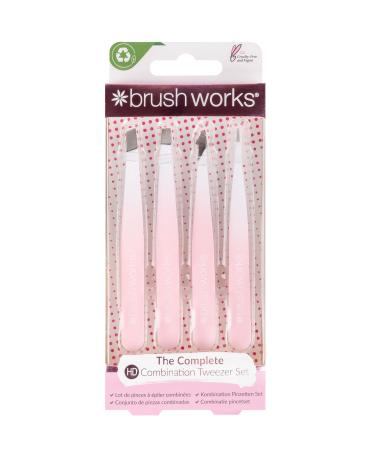 Brushworks Combination Tweezers 4-Piece Set White