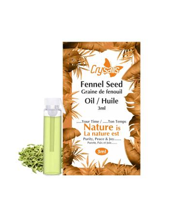 Crysalis Fennel Seed (Foeniculum Vulgare) Oil|Pure & Natural Undiluted Essential Oil Organic Standard for Skin & Hair maintenance|Strengthens Hair Roots Calms & Soothes The Skin (3ml)