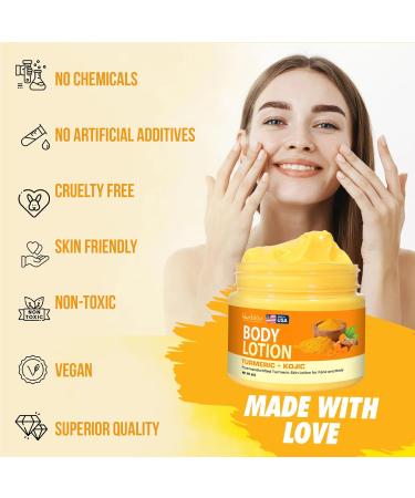 Buy Turmeric & Kojic Body Butter - Natural Skin Brightening Lotion for Even Tone Scars & Age Spots - Whipped Shea Butter Cream - Buy Online on SooperMarket.com