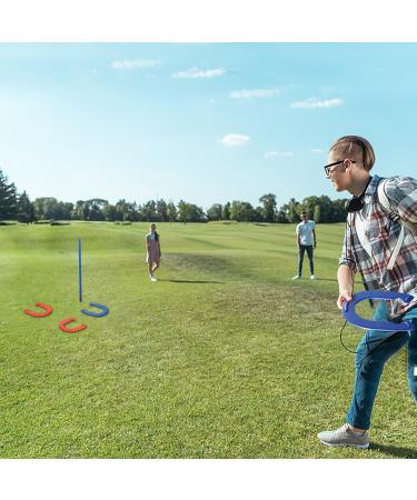 PoPoHoser Heavy Duty Steel Horseshoes Outdoor Game Set - 4 Horse Shoes & 2 Stakes - Fun for Adults and Family in Backyard, Lawn, Beach - Buy Online on SooperMarket.com