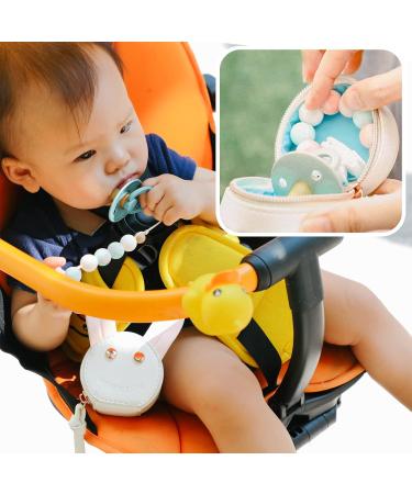 MOMINSIDE Pacifier Case Holder with Clip - Cute Rabbit Bag Charm - Holds 2 Pacifiers - White & Pink - Buy Online on SooperMarket.com