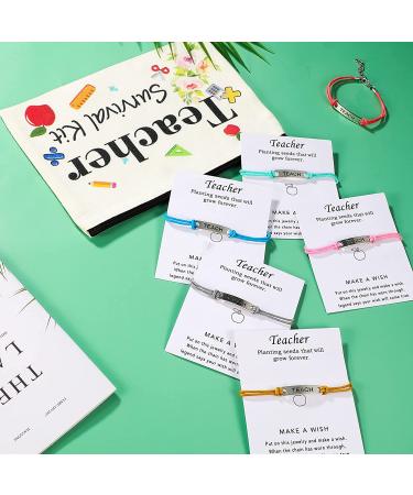 24 Pieces Teacher Appreciation Present Set  12 Teacher Survival Kit Bag Makeup Pouch Bag  12 Teacher Blessing Card Bracelet  Teacher Cosmetic Bag Kit for Teacher's Day (Cute Style  7.9 x 5.3 Inch) Cute Style 7.9 x 5.3 Inch - Buy Online on SooperMarket.com