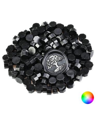 200 Pcs Wax Seal Beads Sealing Wax Beads Refilling Octagon Wax Beads for Wax Seal Stamp Cards Wedding Invitations Wine Packages Gift Wrapping Letter Sealing (Black)