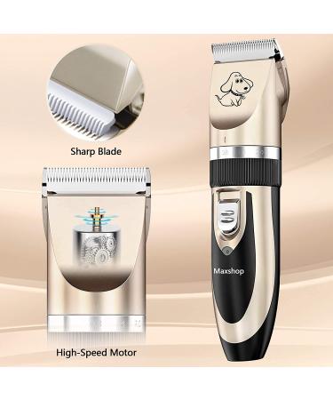 Maxshop Rechargeable Low Noise Dog Grooming Kit - Electric Clippers for Dogs and Cats - Includes Comb Guides, Scissors, and Nail Kit - Gold-1 - Buy Online on SooperMarket.com