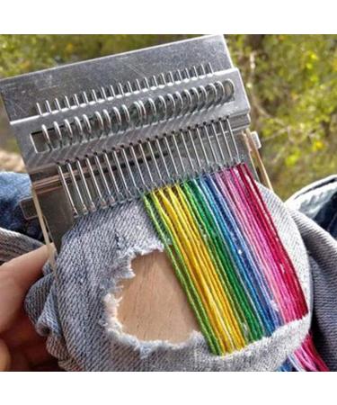 Loom Speedweve Type Weave Tool, 28 Hooks Wooden Mini Darning Weaving Loom Machine DIY Tools for Beginners Mending Jeans Socks Clothes Repair Fabrics