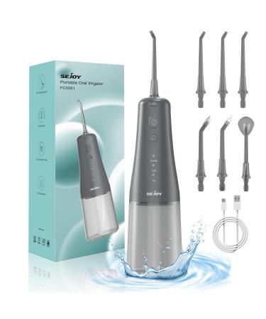 Water Flossers for Teeth Cordless Portable Water Flosser Oral Irragator Floss Water Jet for Teeth Cleaning Kit Professional Electric Water Deantal Pik 4 Mode 6 Tips Idropulsore 300mL Water Tank Gray