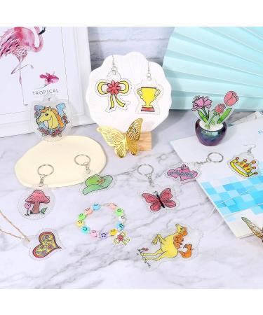 Cridoz Shrinky Dink Keychain Kit - 20 Sheets, Keychain Clip, Split Key Rings, Jump Rings, Hole Punch for Kids Creative Fun - Buy Online on SooperMarket.com